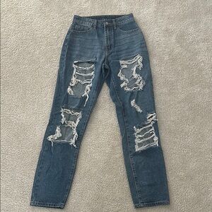 Women's Distressed Blue Jeans
